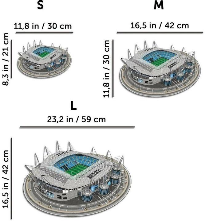Actual product image Iconic Man City FC - Etihad Stadium - Wooden Puzzle Size M (270 pieces) (270 pieces)