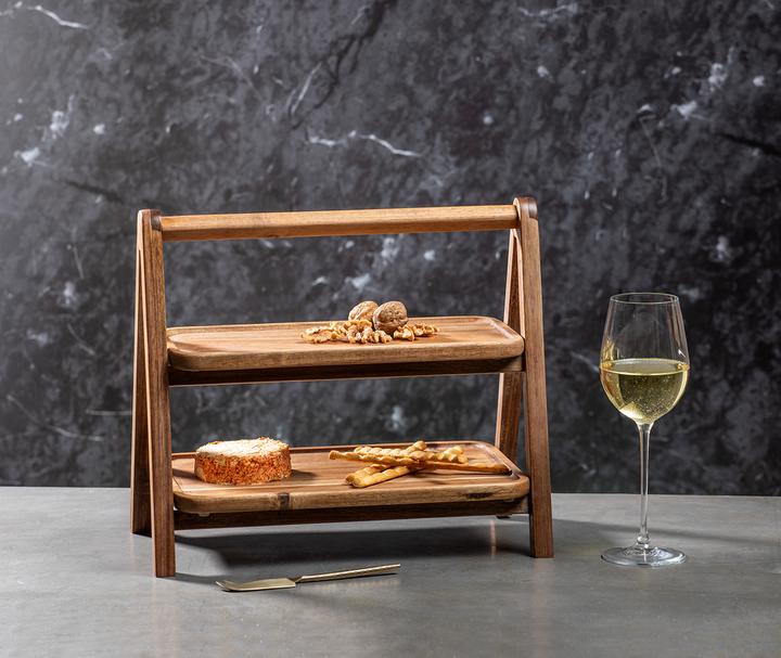 Actual product image Ladelle Gather acacia 2-storey serving tower