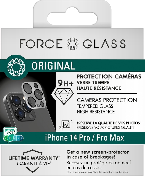 Actual product image Bigben Connected Rear camera film, camera glass, 9H+ hardness (1 Piece, Apple iPhone 14 Pro Max, Apple iPhone 14 Pro)