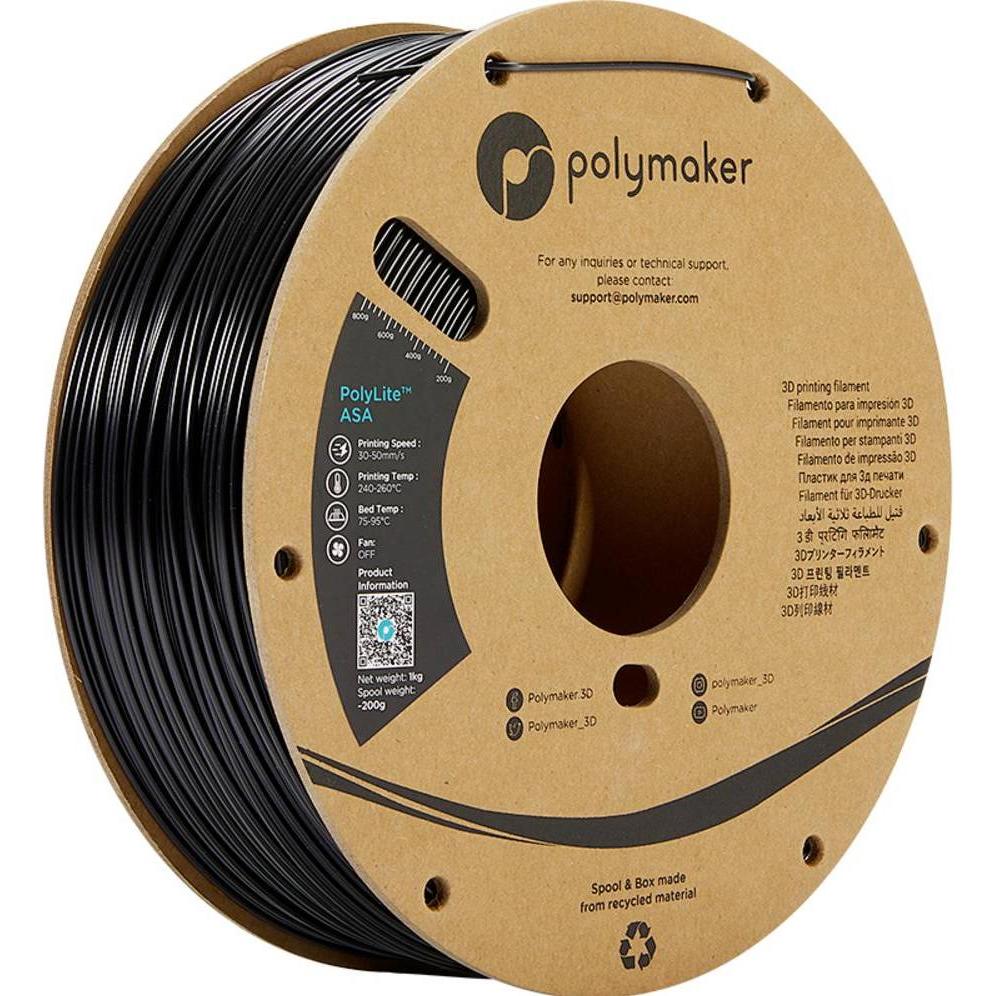 Thumbnail - Polymaker PF01010 PolyLite Filament ASA UV-beständig, witterungsbeständig, hitze (ASA, 2.85 mm, 1000 g, Schwarz), 3D Fil...