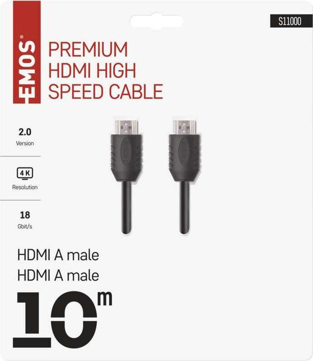 Produktbild Emos High Speed HDMI Kabel 2.0 A Stecker – A Stecker 10m (10 m, HDMI, 2.0)