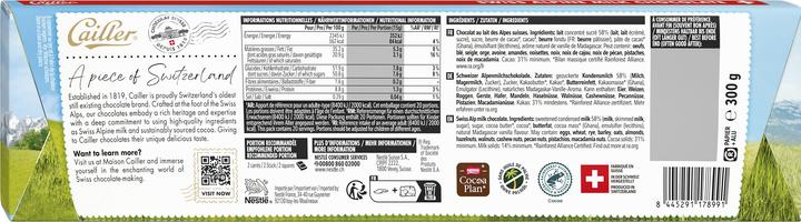 Nutritional values and ingredients Cailler Milch (300 g)