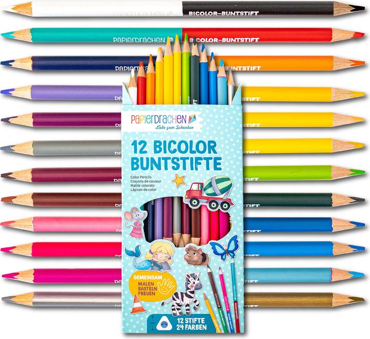 Actual product image Papierdrachen 12 Bicolor Buntstifte (12 x)