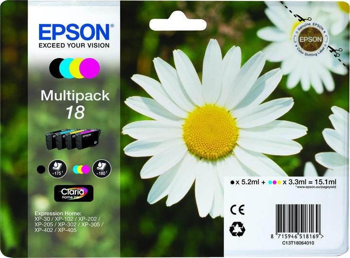 Actual product image Epson 18 Claria Home Multipack (C, FC, M, Y)