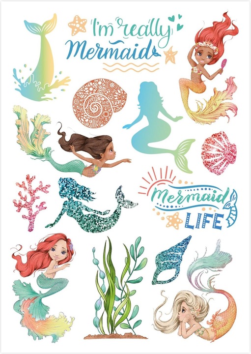 Produktbild Papierdrachen Metallic Tattoos – Meerjungfrauen