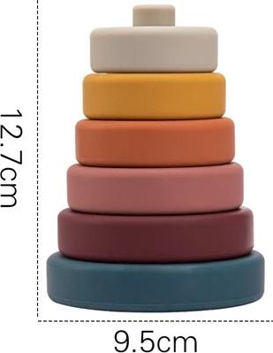 Actual product image Activity Board 6pcs baby building blocks toy round shape construction toy children soft silicone stacking