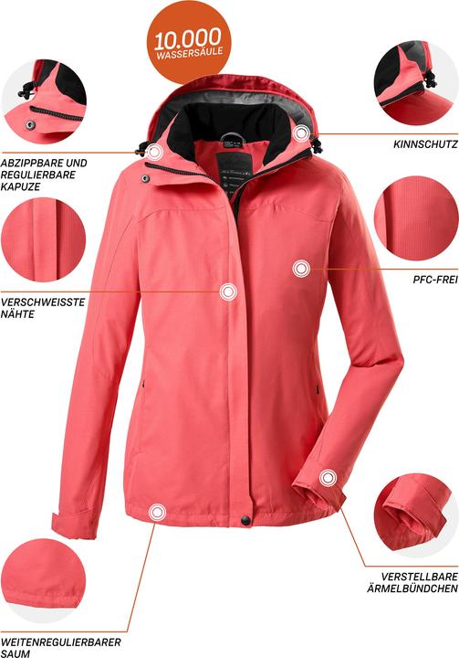 Produktbild Killtec Funktionsjacke Damen Inkele - Damenjacke mit abzippbarer Kapuze - leichte Übergangsjacke - F (38)