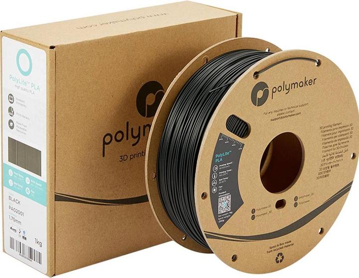 Produktbild Polymaker PolyLite PLA V2 - Black - 1.75mm (PLA, 1.75 mm, 1000 g, Schwarz)
