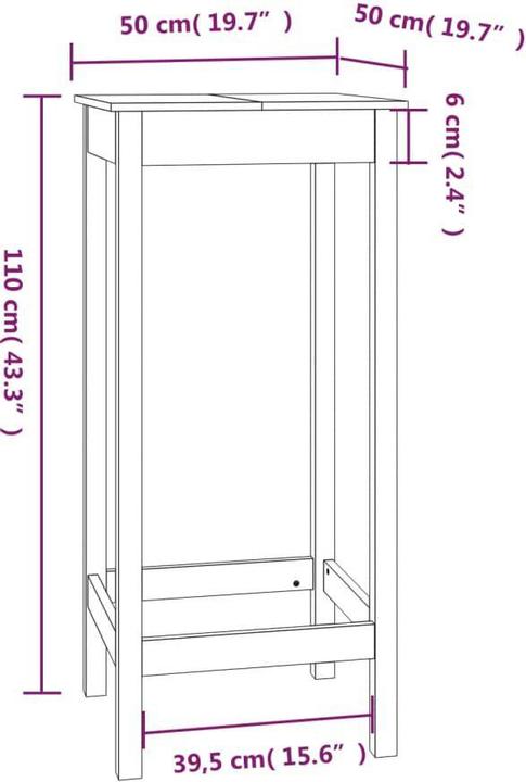Produktbild vidaXL Bartisch (50 x 50 x 110 cm)