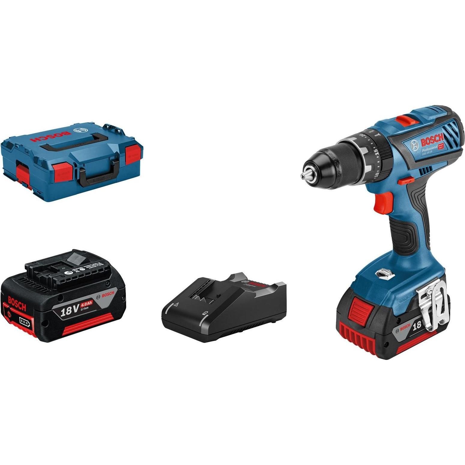Bosch Professional, Bohrmaschine + Akkuschrauber, Akku-Schlagbohrschrauber GSB 18V-28, 2 Akku GBA 18V, Schnellladege. GA...