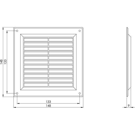 Thumbnail - Euro3plast, Belüftungssystem, GRILLE VENTILATION 150X150, GRAY