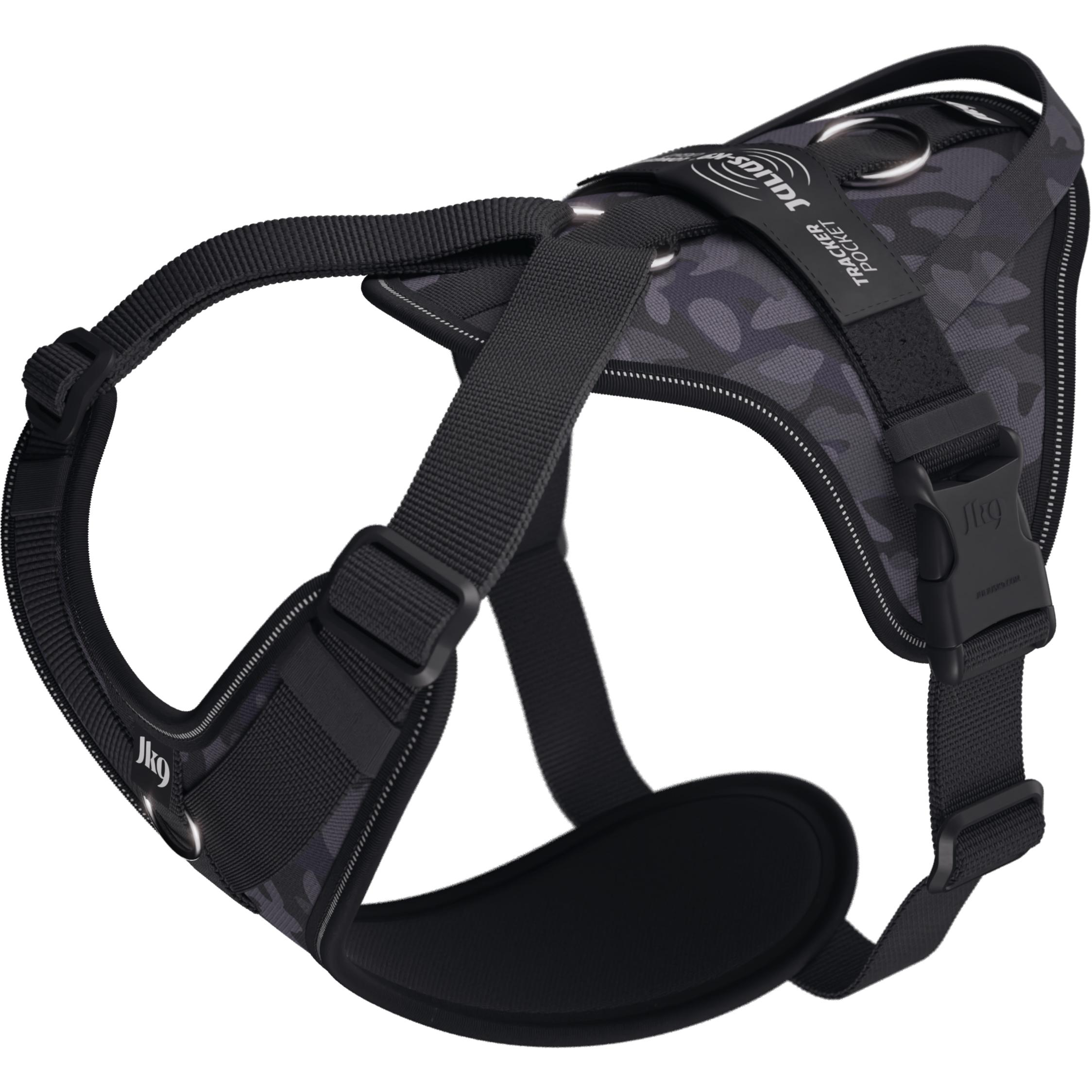 Comparer les prix de Julius-K9 K9 Longwalk light sele w/handle+trackerpocket,Night Camo,L (L, Chien, Promenade), Collier + laisse