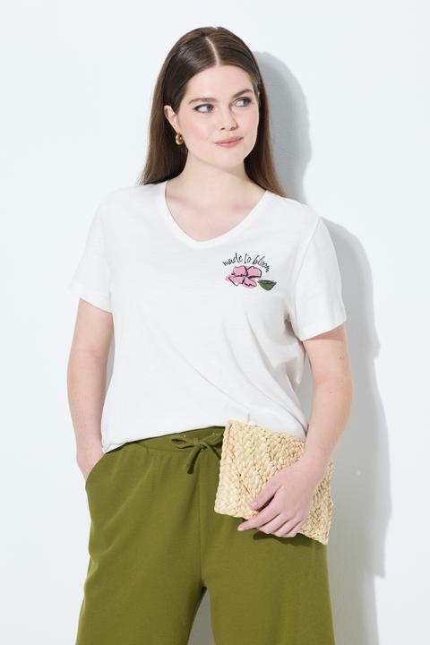 Produktbild Ulla Popken T-Shirt, Blüte, V.-Ausschnitt, Halbarm (56)