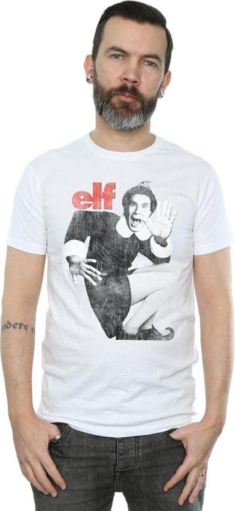 Actual product image Elf Mens Mono Distressed Poster T-Shirt (XL)