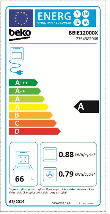 Label énergétique Beko BBIE12000X Four A Acier inoxydable