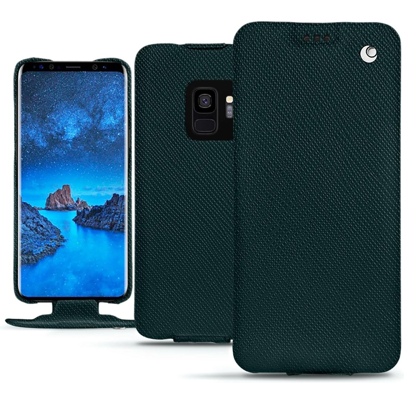 Noreve Lederschutzhülle vertikal (Samsung Galaxy S9), Smartphone Hülle, Grün