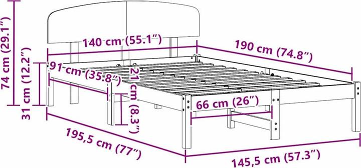 Actual product image vidaXL Bettgestell (140 x 190 cm)