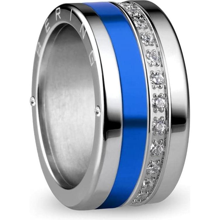 Bering, Anello, Interchangeable ring combination for women in silver and blue with unique twist change system Amur, (7)