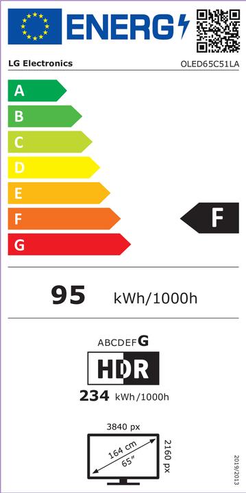 Label énergétique LG TV (65", OLED, 4K, 2025)