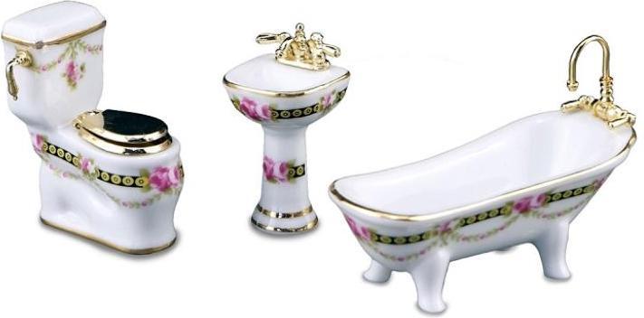 Image du produit Reutter 001.420/7 - Set de salle de bain "Victoria", 3 pièces, miniature, avec bordure dorée