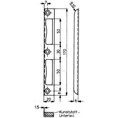 Bever, Türgriff + Fenstergriff, Winkelschlieblech fr Zimmertr links/rechts, silber lackiert, 8 x 20 x 170 mm (Türgriff)