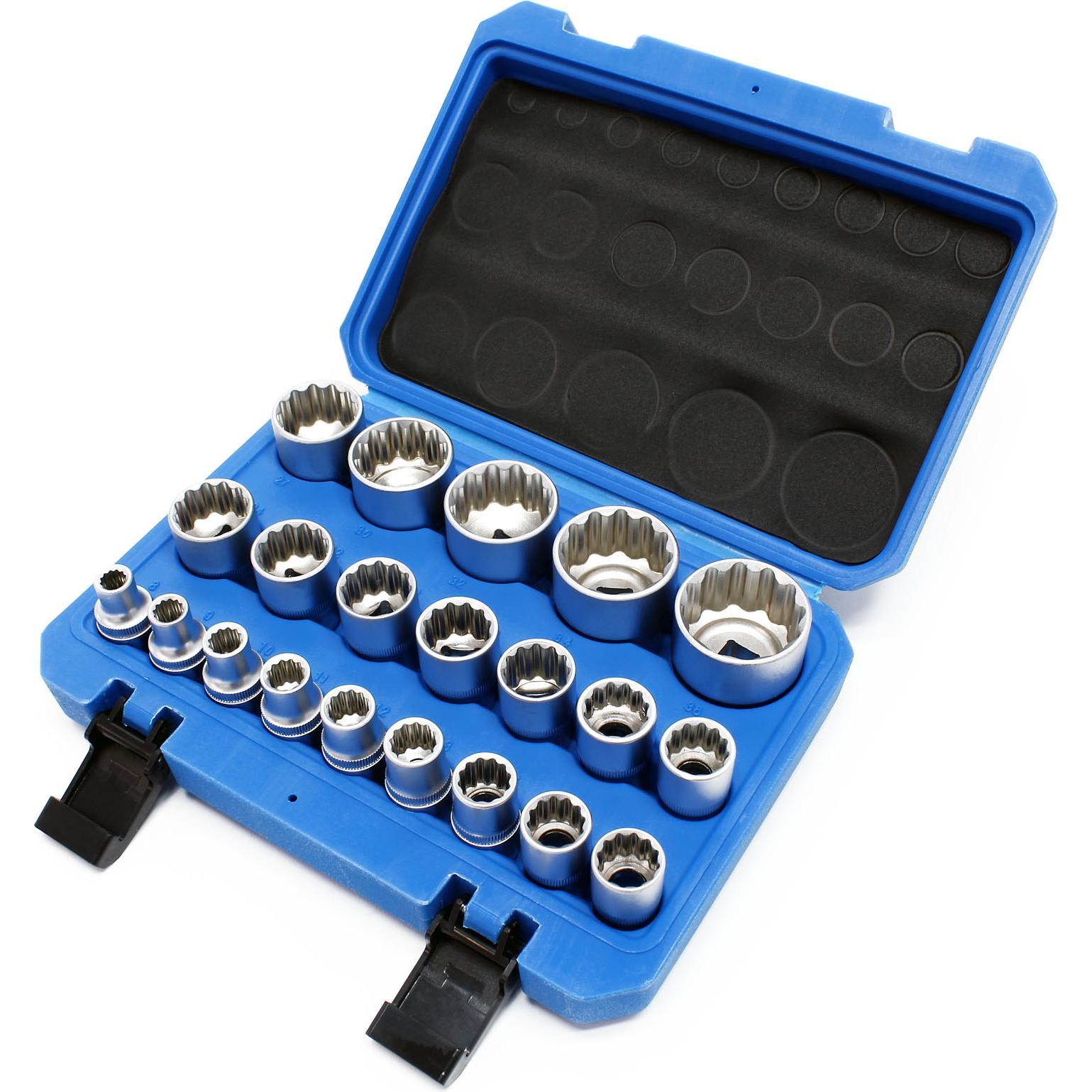 Wiltec, Steckschlüssel + Stecknuss, Steckschlüssel Satz (32 mm, 19 mm, 12 mm, 24 mm, 14 mm, 22 mm, 16 mm, 34 mm, 10 mm, ...