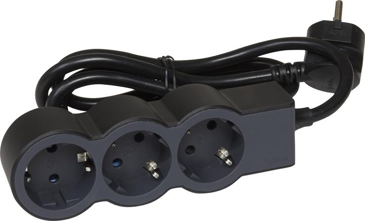 Actual product image Legrand Flat socket strip 3x socket, 3 metre cable Black 694560 (3 x, CEE 32/5, 3 m)