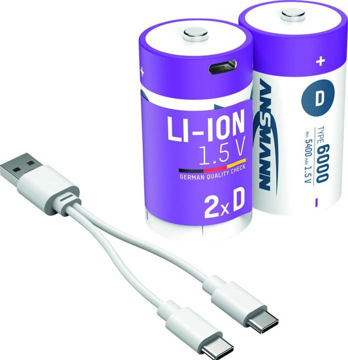 Image du produit Ansmann LR20 Pile USB-C Mono (D) Li-Ion 6000 mAh 1.5 V 2 pcs. (2 pcs, D, 6000 mAh)