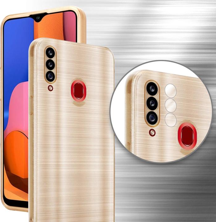 Actual product image Cadorabo Case for Samsung Galaxy A20s in TPU Brushed Camera Protector LM160 Style (Samsung Galaxy A20s)