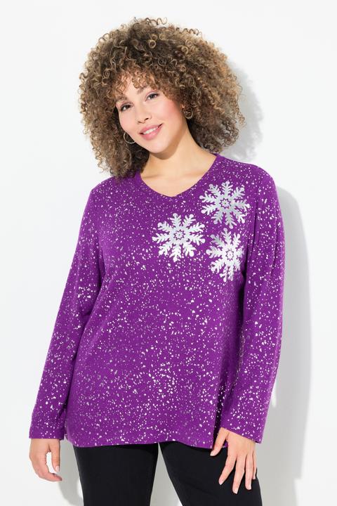 Actual product image Ulla Popken Metallic Snowflake Graphic Sweatshirt (50, 52)