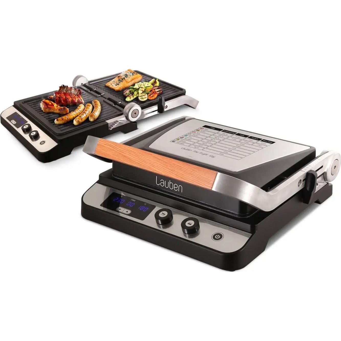 Lauben Kontaktgrill LBNCG2000SB mit Leistung 2000W schwarz, Tischgrill, Schwarz