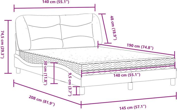 Image du produit vidaXL Bett (140 x 190 cm)