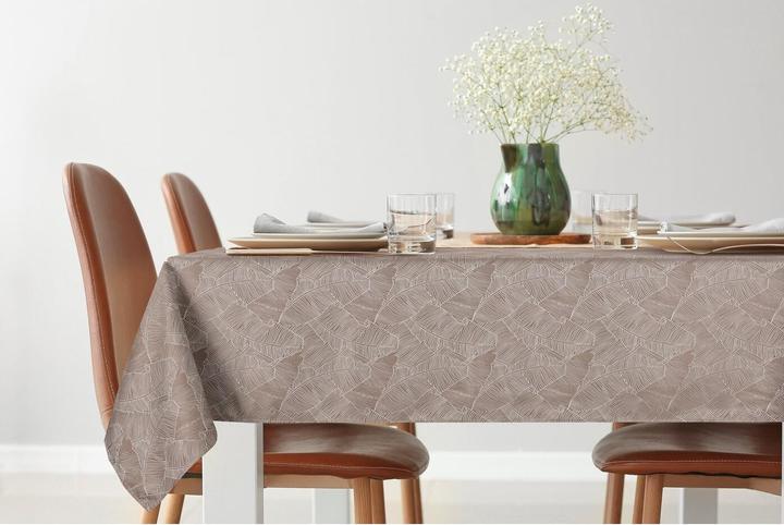 Actual product image Eurofirany ISLA tablecloth with banana leaf jacquard pattern, 140 x 220 cm (140 x 220 cm)