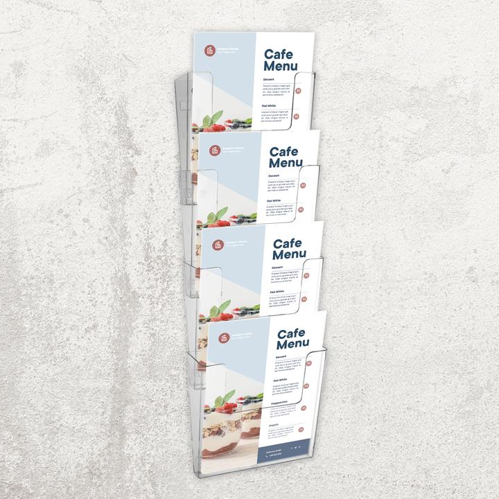 Immagine prodotto Europel Portadepliant da parete, A4 verticale, 4 tasche, trasparente (A4)