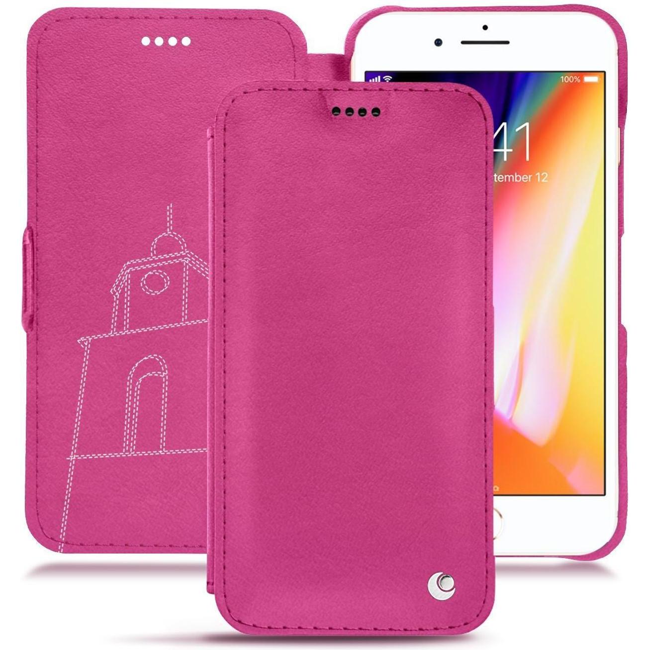 Thumbnail - Noreve Lederschutzhülle horizontal (Apple iPhone 8 Plus), Smartphone Hülle, Rosa