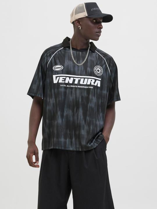 Actual product image Jack & Jones Jcoretreat Aop Mesh Open Collar Polo Ss (XXL)