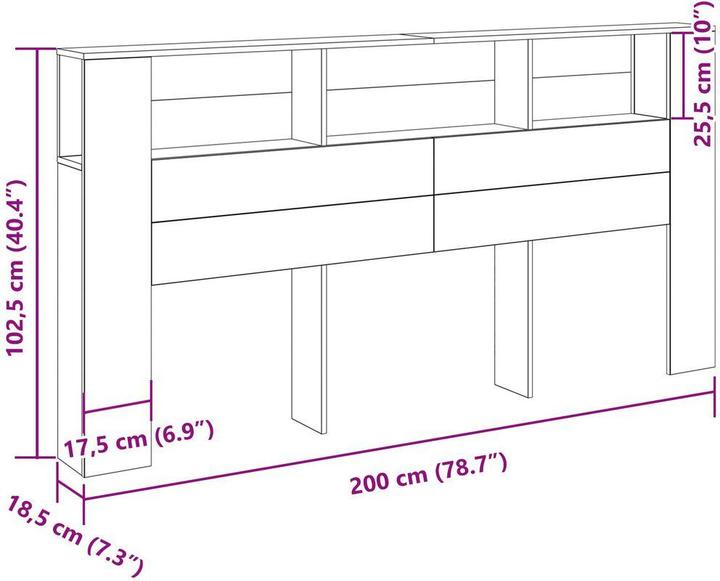 Actual product image vidaXL Modernes Kopfteil (18.50 x 200 x 104.50 cm)