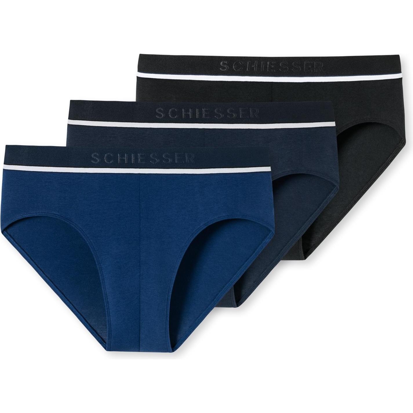 Schiesser, Herren, Unterhosen, Organic Cotton Slip, Blau, (XL, 3er Pack)