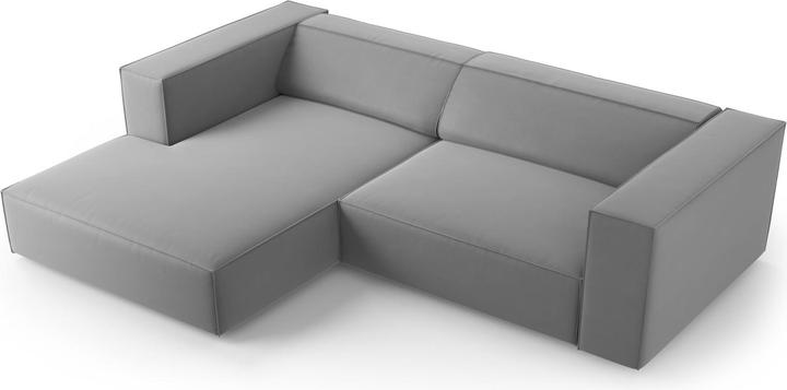 Actual product image Cosmopolitan Design Velvet Left Corner Sofa, "Arendal", 3 Seats, Light Grey, 224x166x70 Made in Europe (Corner sofa)