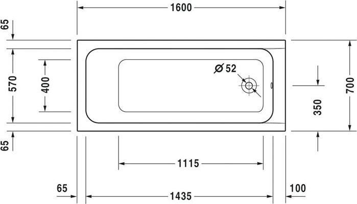 Actual product image Duravit Rectangular bathtub moulded body bath D-Code 70 x 160 cm white smooth 7000960000000 (100 l, 160 cm, 70 cm)