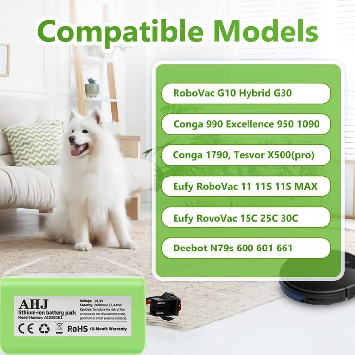 Actual product image AHJ 2600mAh replacement battery for Eufy