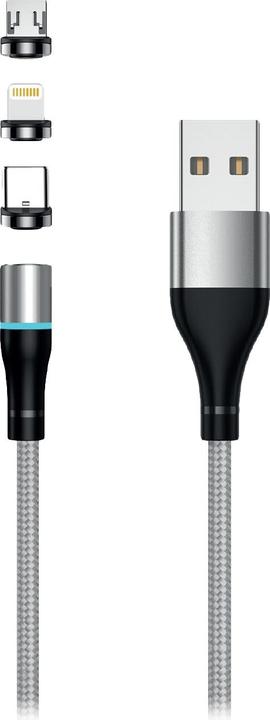 Produktbild Champ Magnetisches USB Kabel Nylon 2m 2A LED (2 m, USB 3.2 Gen 2)