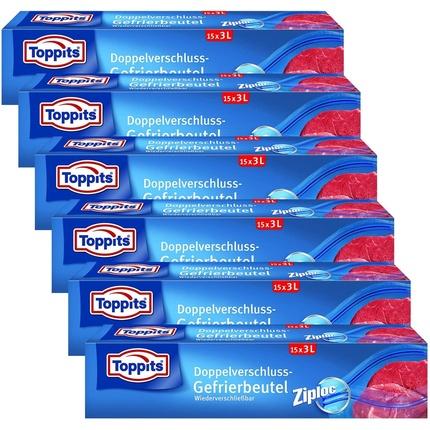 Toppits Safeloc Sacchetto per congelatore con chiusura a zip da 3 litri 15 (15 x)