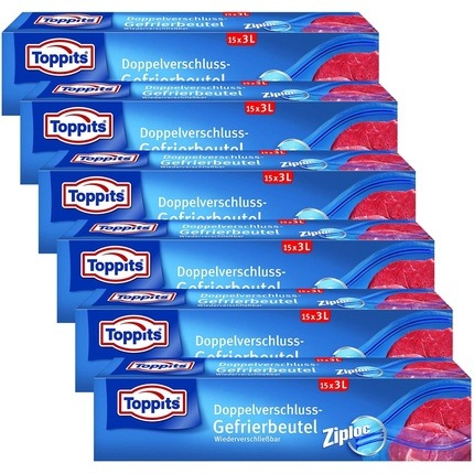 Immagine prodotto Toppits Safeloc Sacchetto per congelatore con chiusura a zip da 3 litri 15 (15 x)