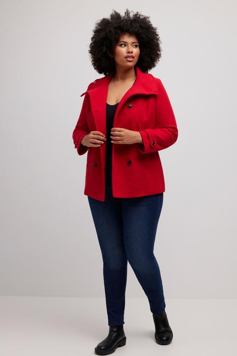 Actual product image Ulla Popken Double Breasted Wool Look Fully Lined Jacket (58)