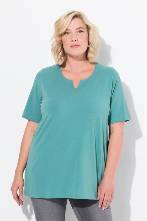 Immagine prodotto Ulla Popken T-shirt dal taglio svasato con scollo a tunica e mezze maniche (42, 44)