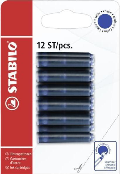 Actual product image STABILO Ink cartridges for refilling - ink cartridge - writing colour blue (erasable) - pack of 12 (12 Piece, Royal blue)