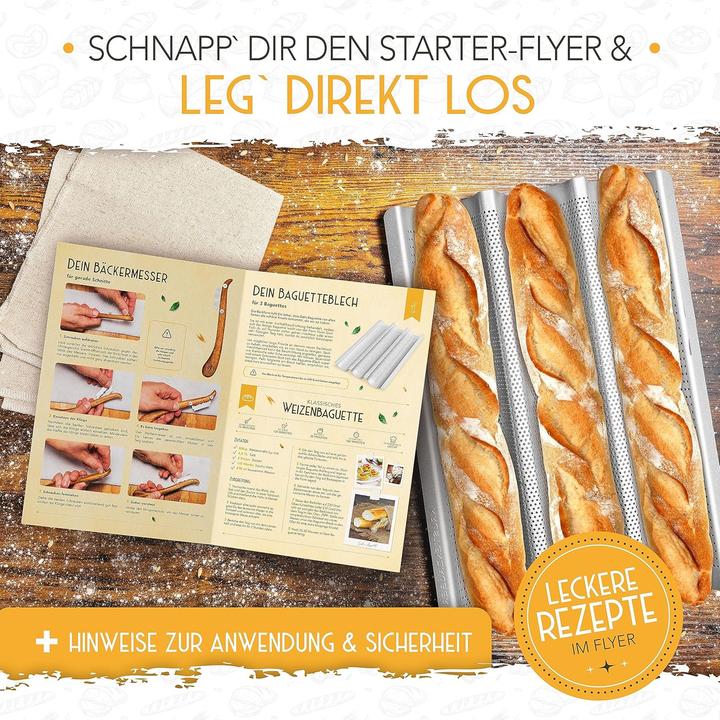 Produktbild Krustenzauber 3er Baguette Backform mit Bäckerzubehör