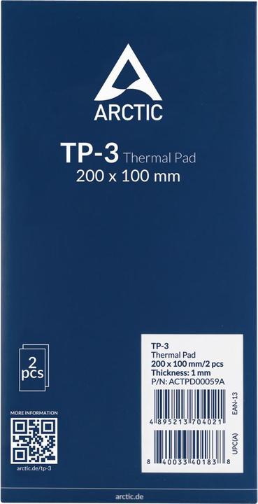 Image du produit Arctic TP-3 (200x100mm, t:1.0mm) Pack de 2pcs (1 mm, 6 W/m K)