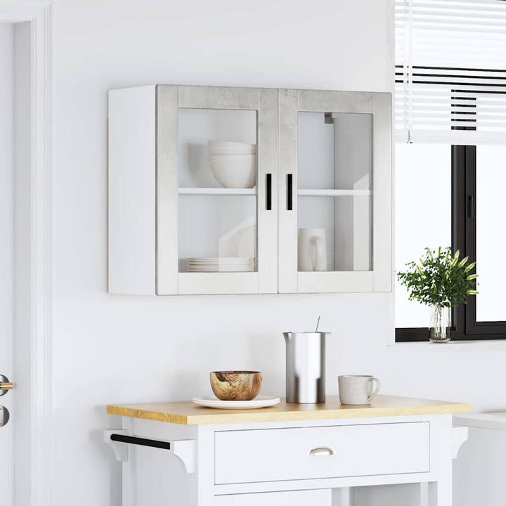Actual product image VidaXL Kitchen wall unit with glass door Porto concrete grey Kitchen wall unit (80 x 31 x 60 cm)